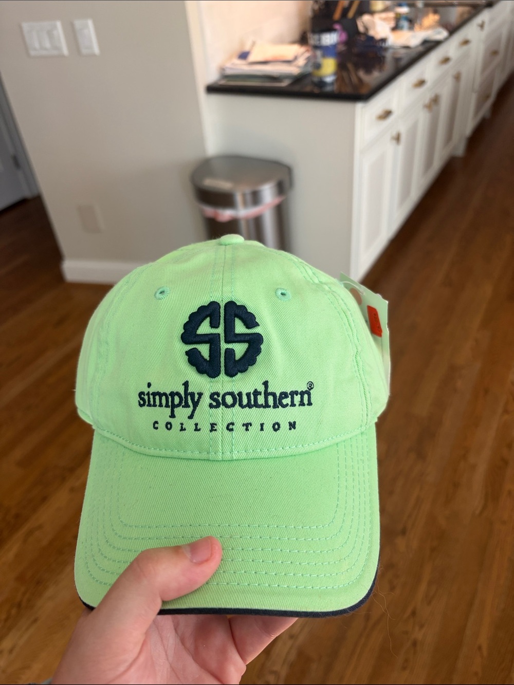 Simply Southern Neon Lime Green Baseball Cap with Navy Logo